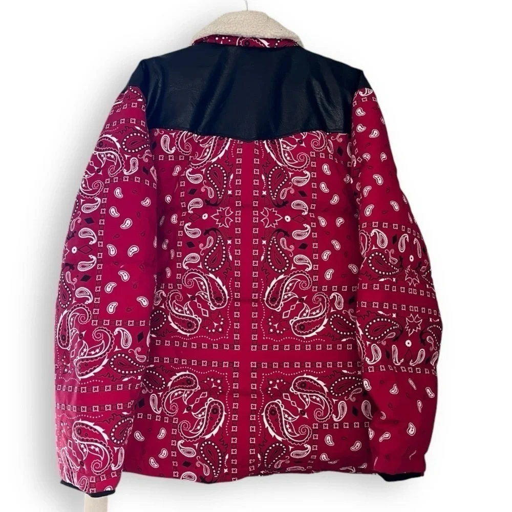 Levi's Men's Out West Mixed Media Red Bandanna Print Puffer Jacket XXL NWT